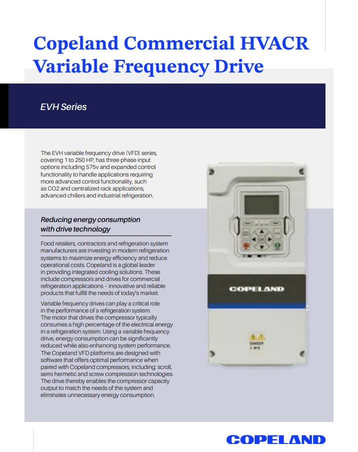 Product Sheet: EVH Series, Copeland Variable Frequency Drives