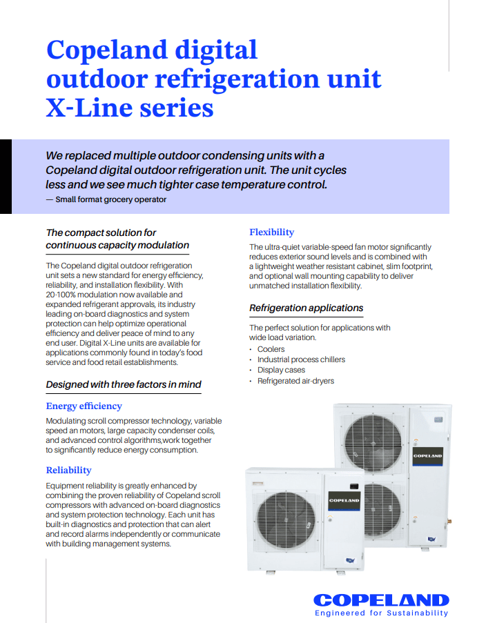Copeland Digital Outdoor Refrigeration Unit X-Line Series