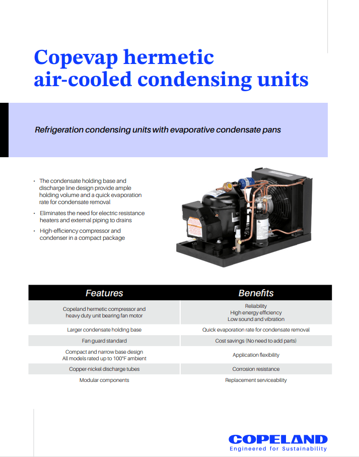 Copevap hermetic air-cooled condensing units