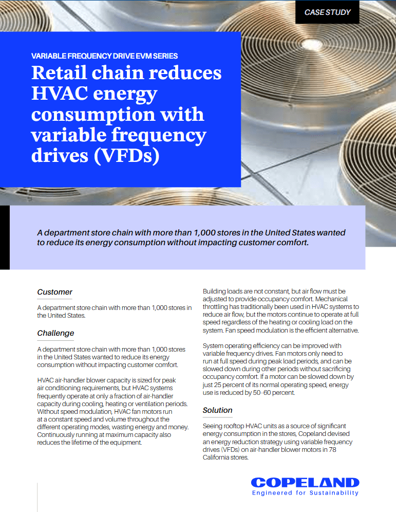 Retail chain reduces HVAC energy consumption with variable frequency drives (VFDs)