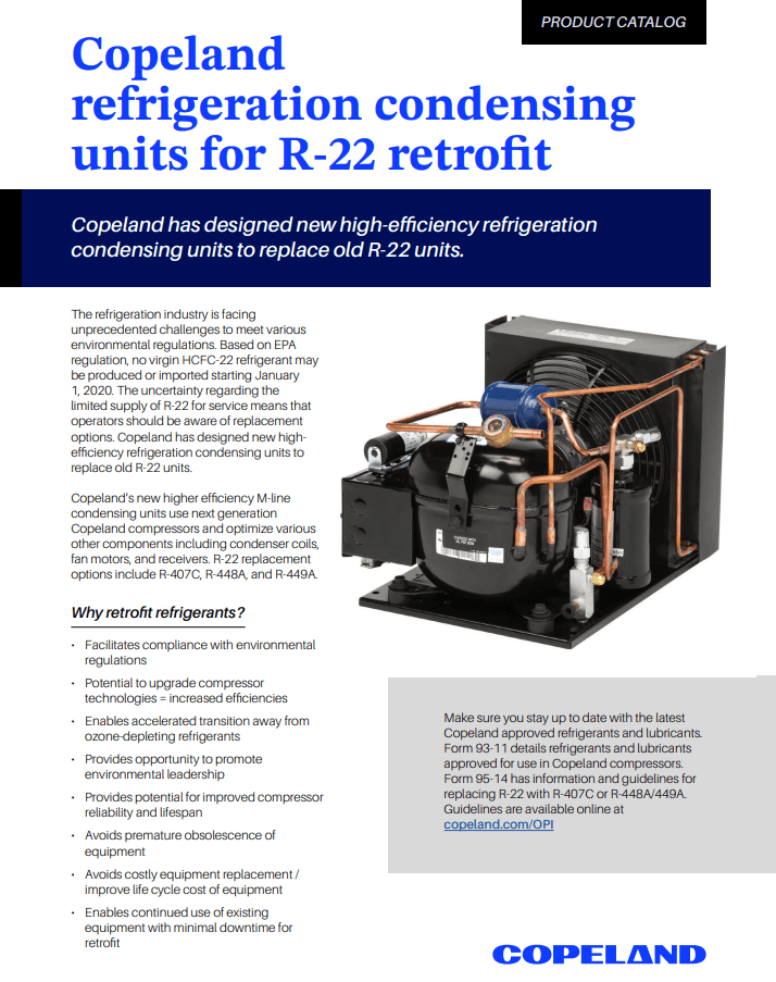 Copeland Refrigeration Condensing Units for R-22 Retrofit