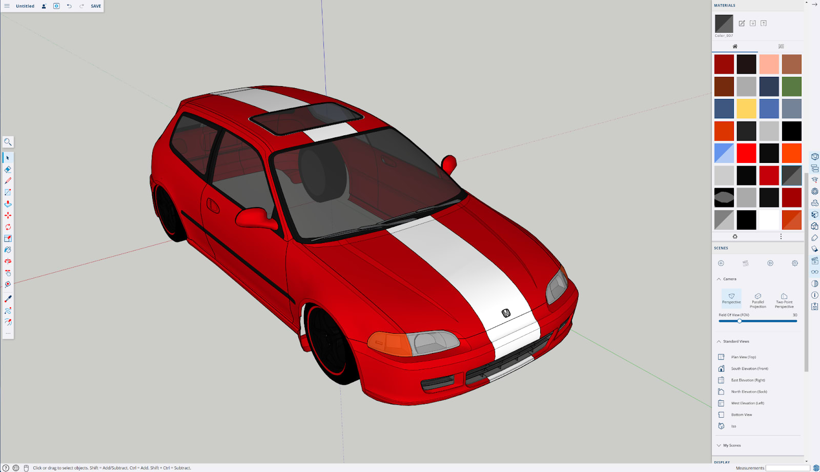 red car trimble forensics sketchup