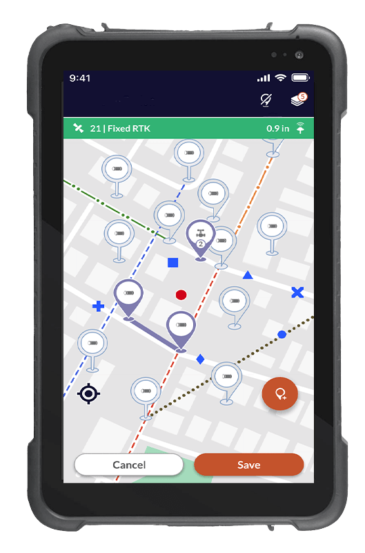 Tablet with Locusview mapping screenshot
