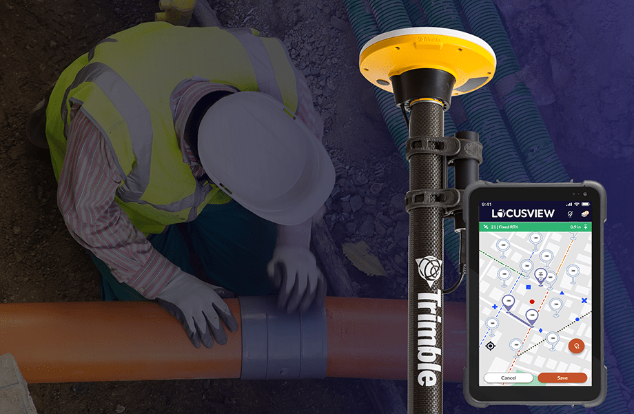 Electric underground utilities with Locusview app on mobile and Trimble GNSS receiver