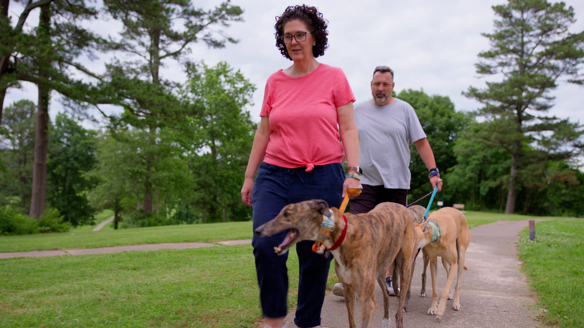 Holly walking a dog