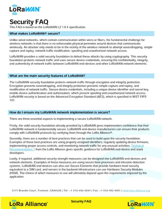 LoRaWAN® Security FAQ