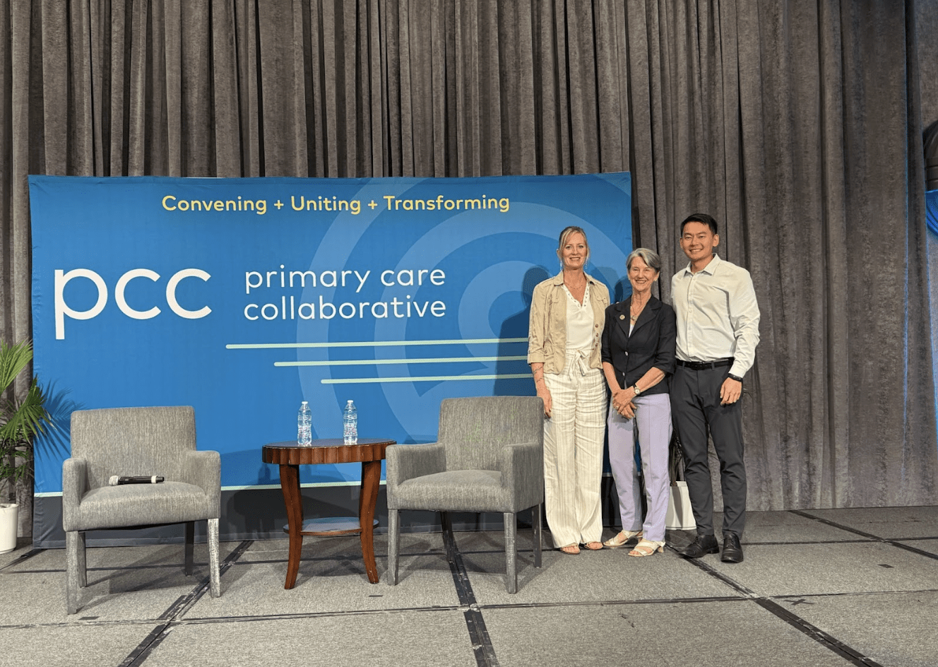 Dr Sara Pastoor, Ann Greiner (president/CEO, Primary Care Collaborative), Dr Kenneth Qiu (Founder, EuDoc)