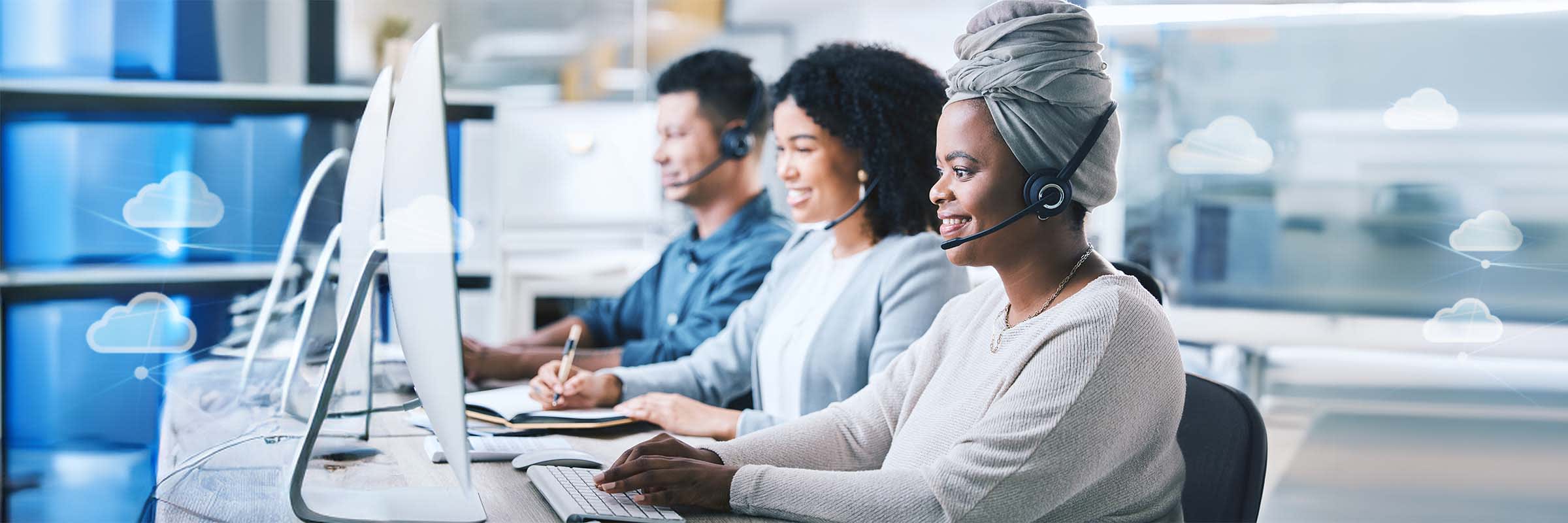 Bell contact centre employees field calls and offer assistance to ensure a successful cloud migration. 