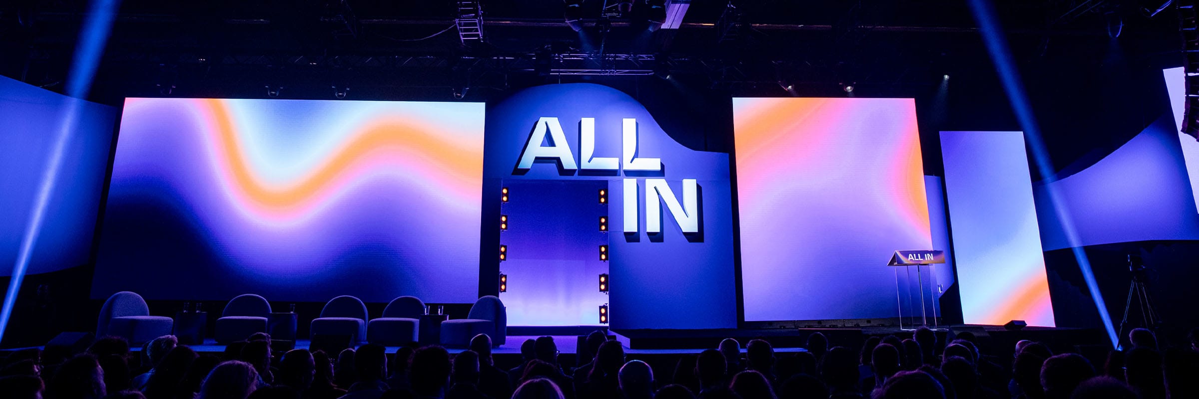 Bell Vice-President Errol Fernandes speaking on AI adoption and enterprise infrastructure at the ALL IN conference. 