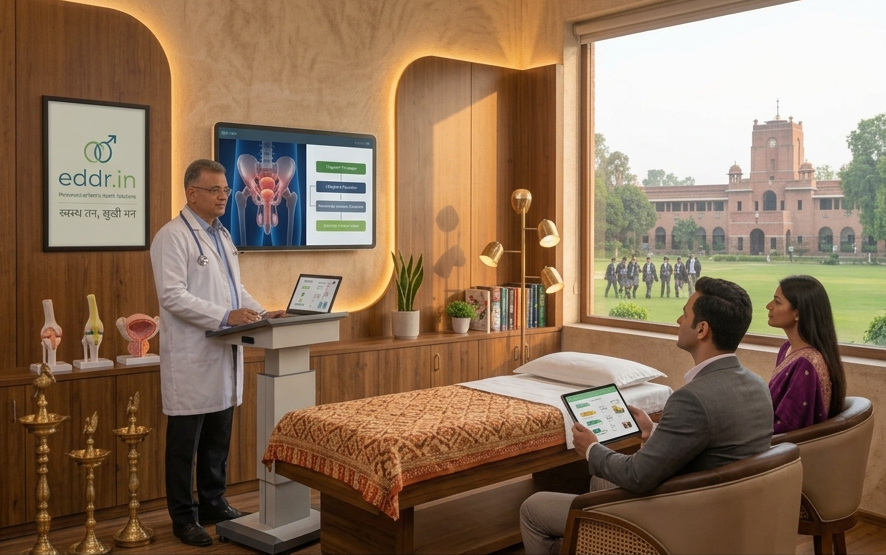 Comfortable waiting area at an erectile dysfunction clinic in Lucknow