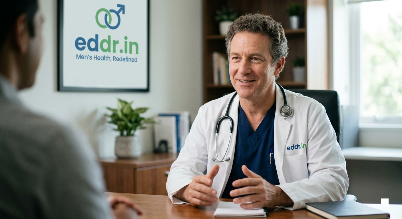 Healthcare professional discussing men’s sexual wellness and treatment