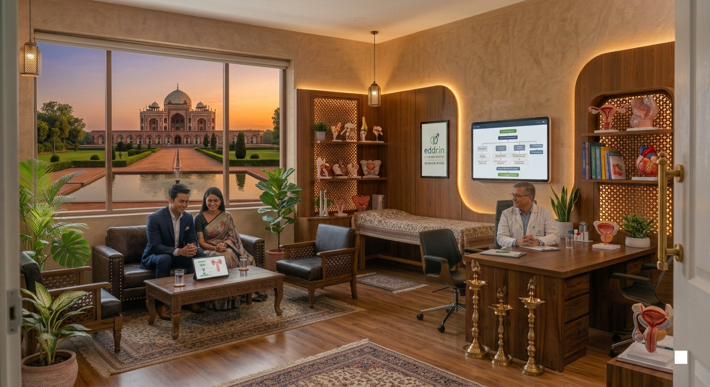 Welcoming reception area of a sexual health clinic in Lucknow