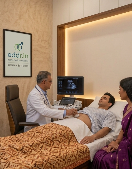 Medical professional reviewing erectile dysfunction symptoms with a patient