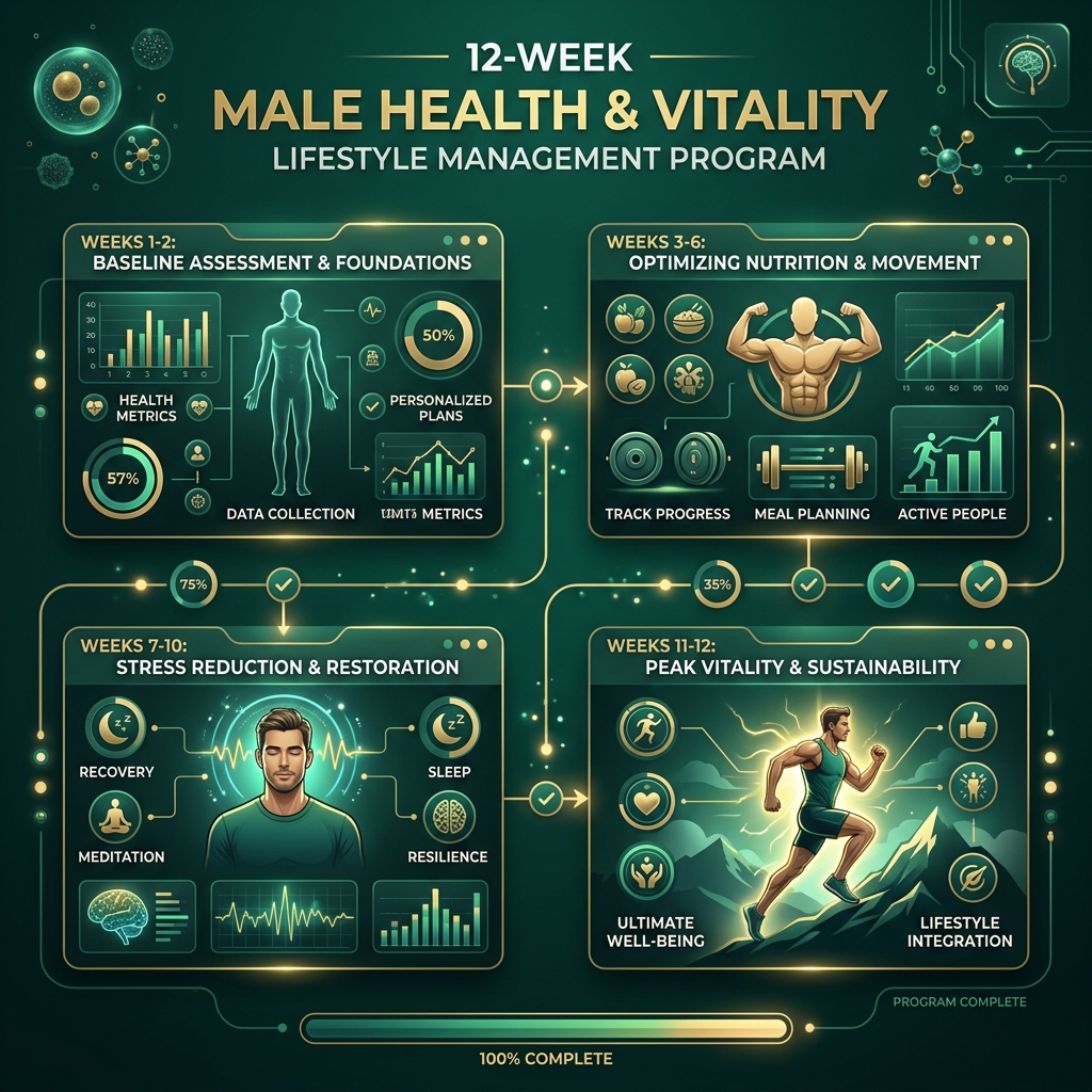 12-Week male health and vitality program infographic