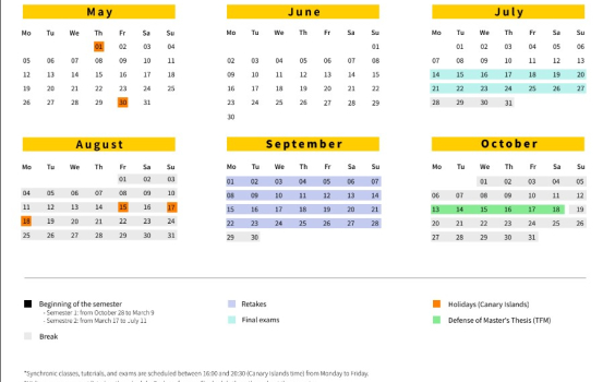 Master's Degree Calendar 2024-2025