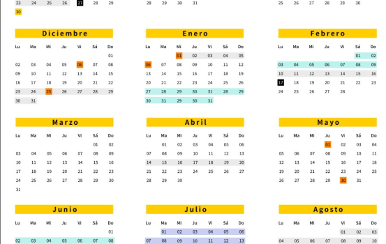 Calendario Grados Primer Curso 2024-2025