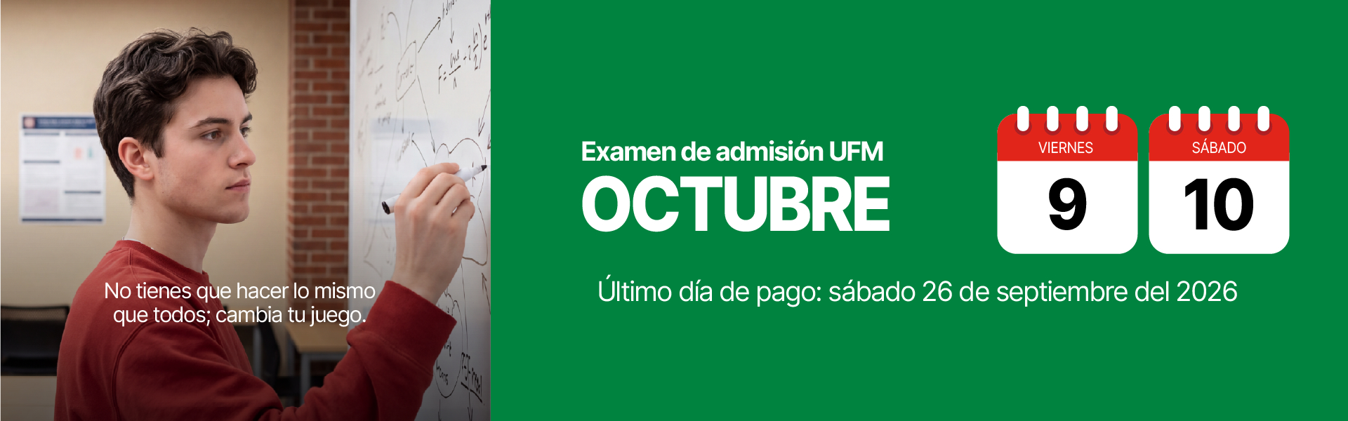 Exámenes de admisión octubre 2026 en Universidad Francisco Marroquín