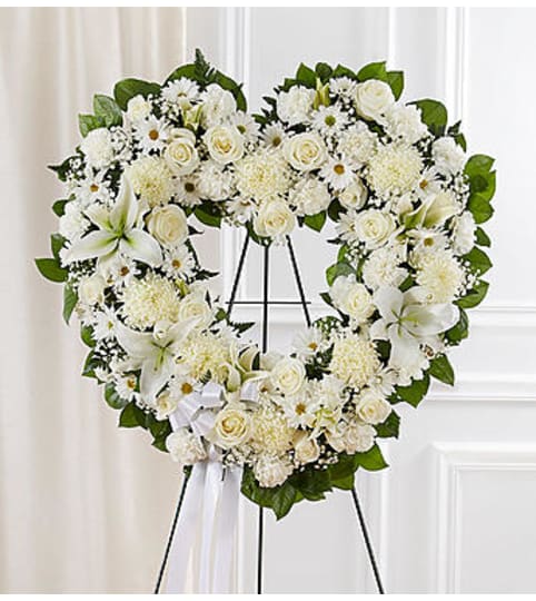Always Remember White Floral Heart Tribute image