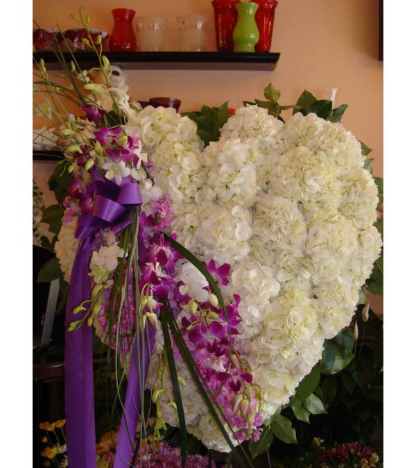 Tarrytown Floral Designs Sympathy Hydrangea & Orchids Heart