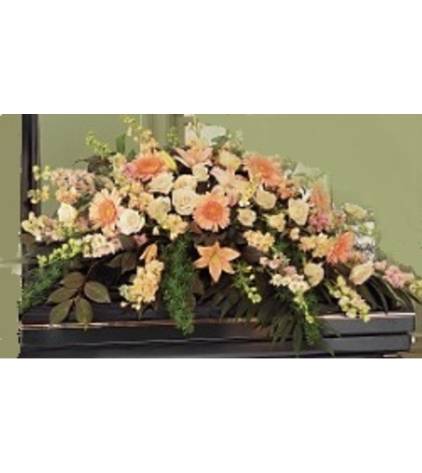 Soft Peach Casket Spray