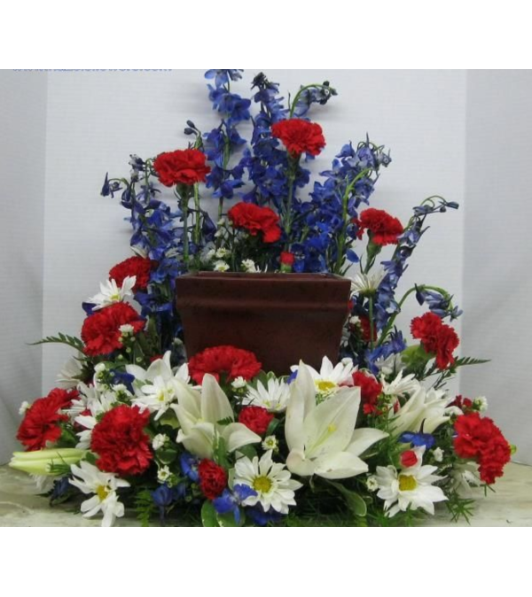 Patriotic Boxed Cremation Urn Wreath