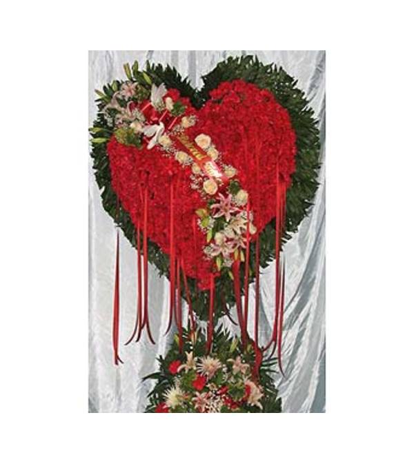 Bleeding Heart Red Roses with White Lillies