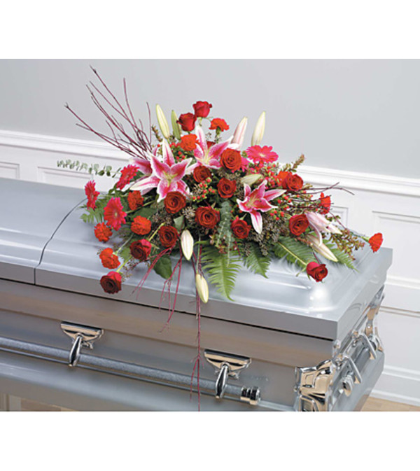 Pink and Red Casket Spray SF57-11
