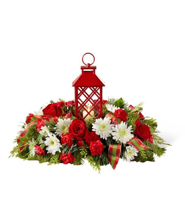 CHRISTMAS FLORAL RED LANTERN