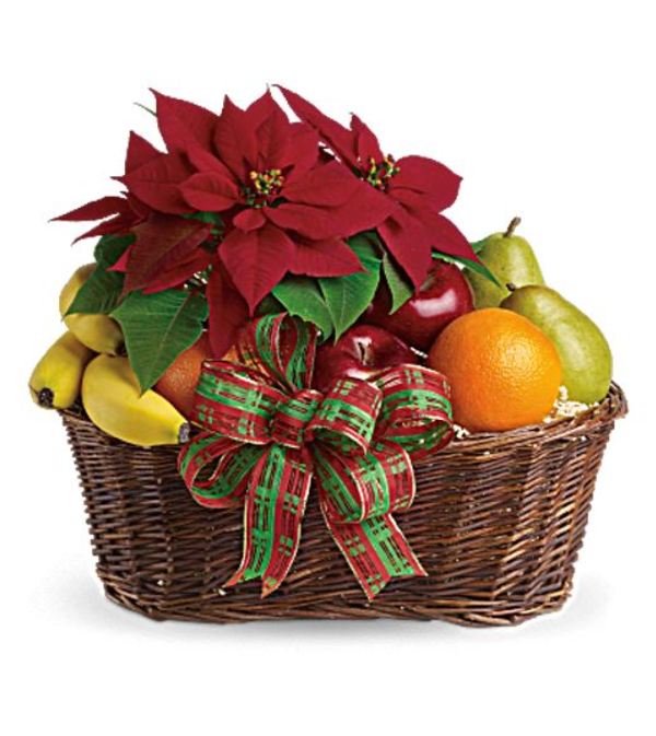 Fruit and Poinsettia Basket
