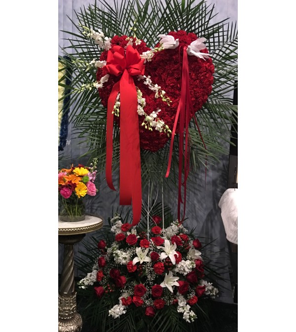 Heart Top & Bottom Red With White Dendrobium Break