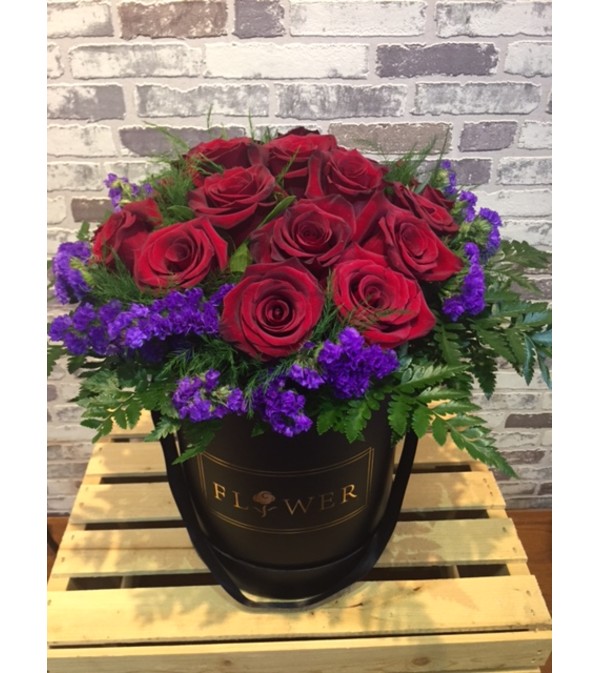 Flower box of roses