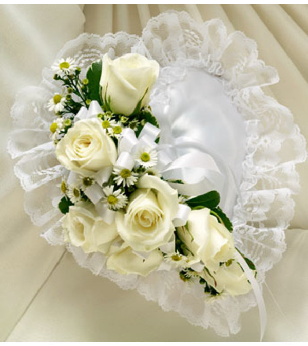 Heart Casket Pillow White Satin