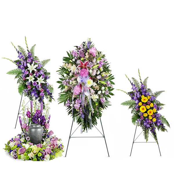 Purple and white funeral package