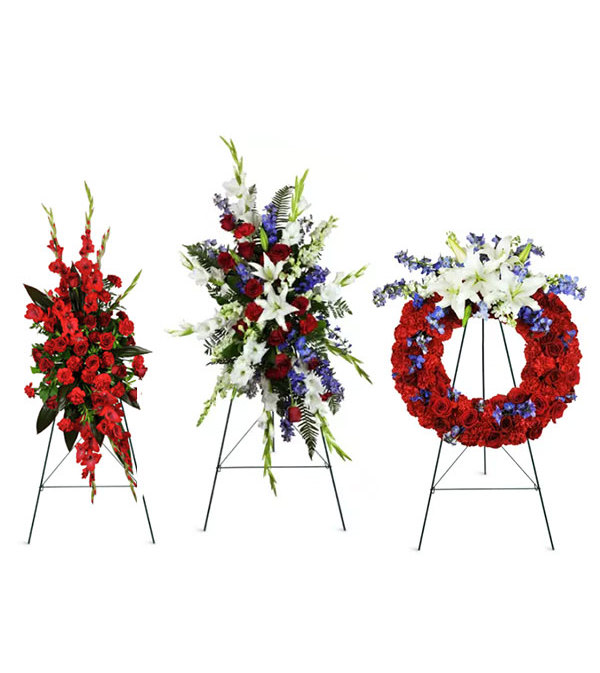 Red, Blue, and white funeral package