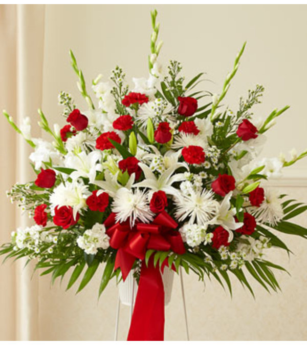 RED & WHITE STANDING BASKET