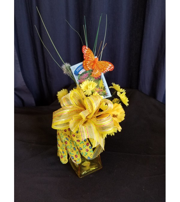 Garden Basket Yellow Glove Vase