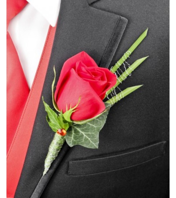 ROMANTIC RED ROSE BOUTONNIERE