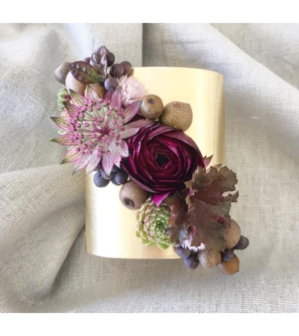 flowers on gold cuff
