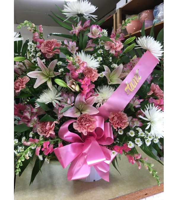 Shades of Pink Funeral Basket