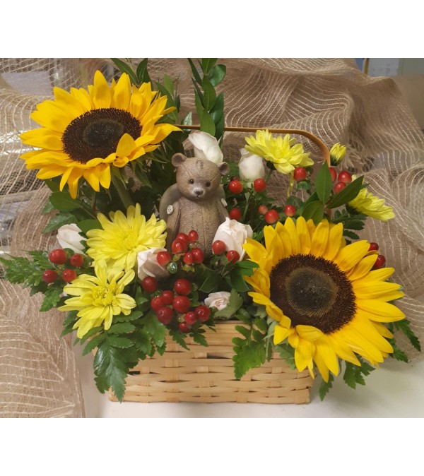 Angel Bear Autumn Basket