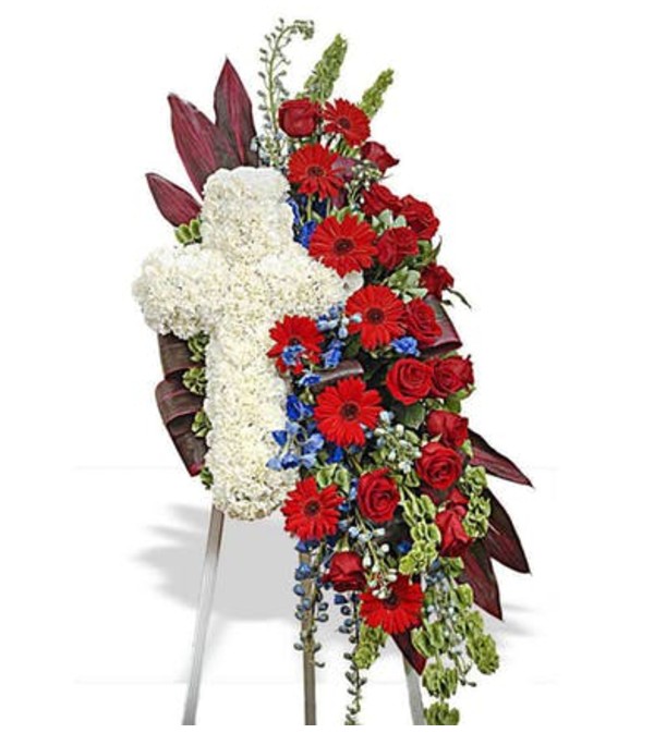 Patriotic Cross With Spray