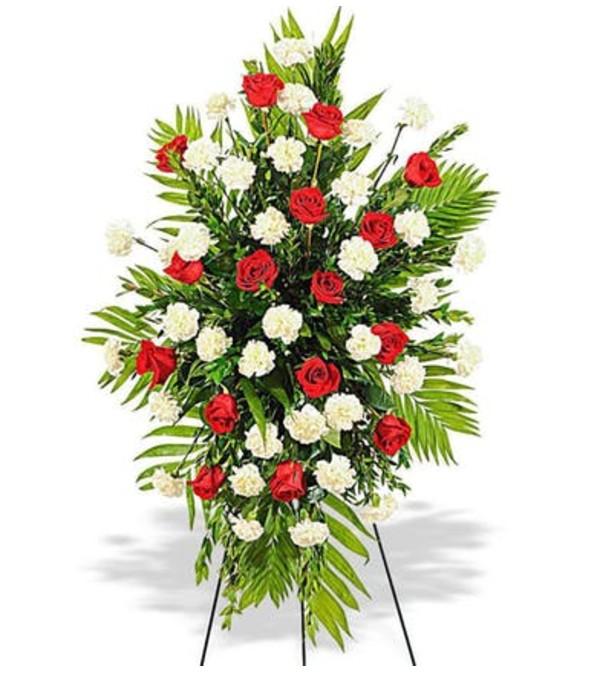 Traditional Red & White Easel Spray