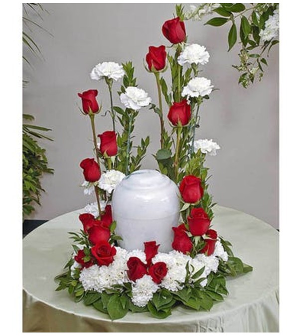 Red & White Urn Display