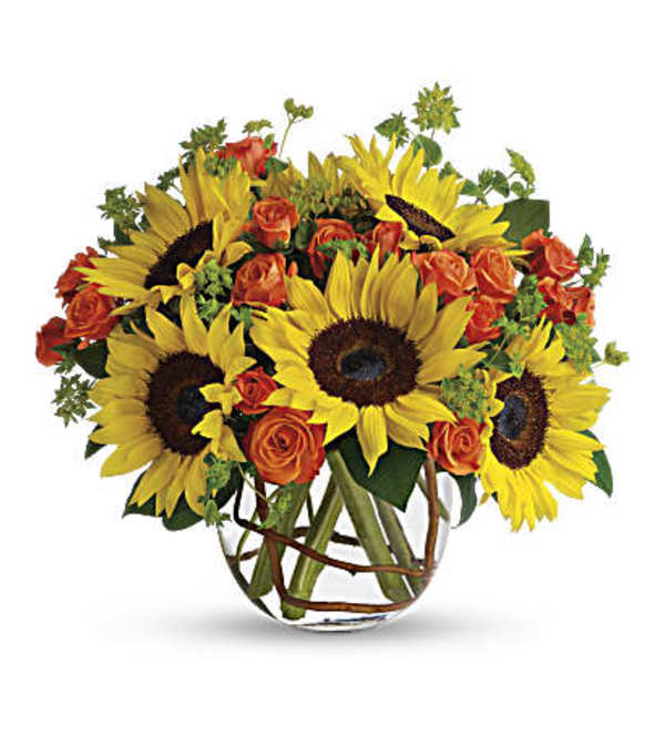 Sunny Sunflowers with Roses