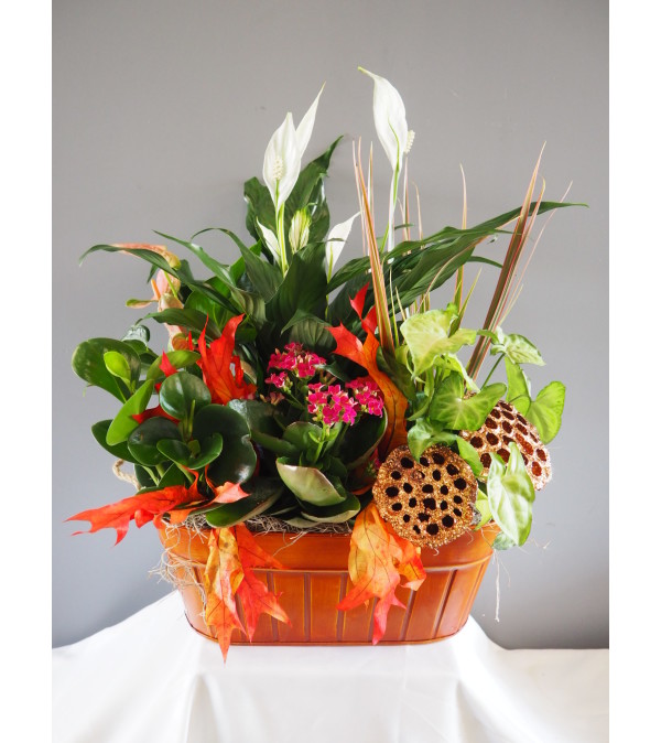 Blooming Fall Tin Planter