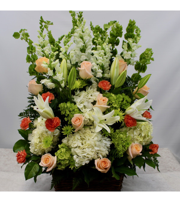 Peach, Coral & White Sympathy Basket