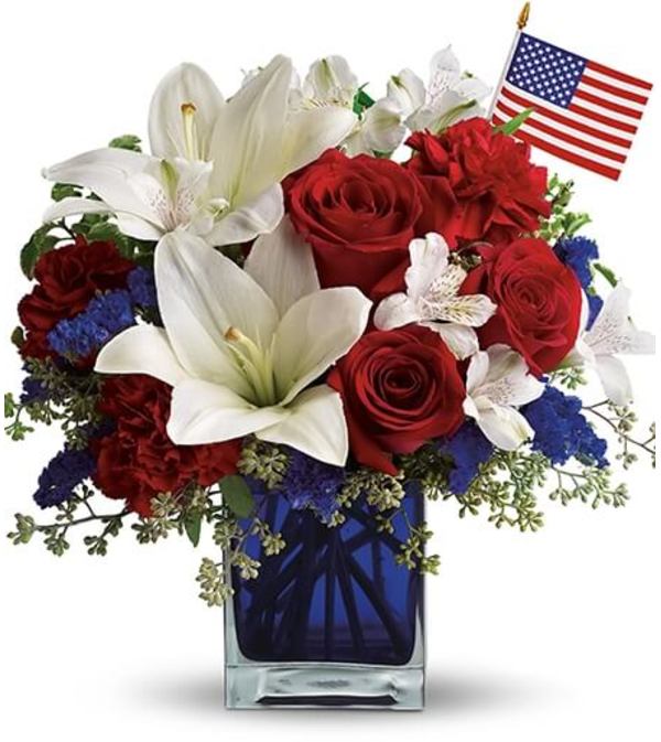 Patriotic Blue Cube Bouquet