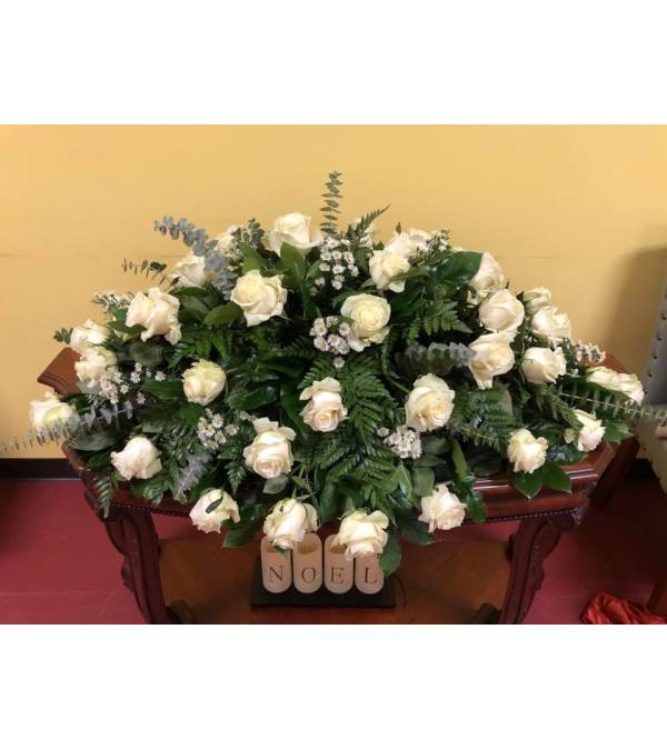 Perfect in White Casket Spray