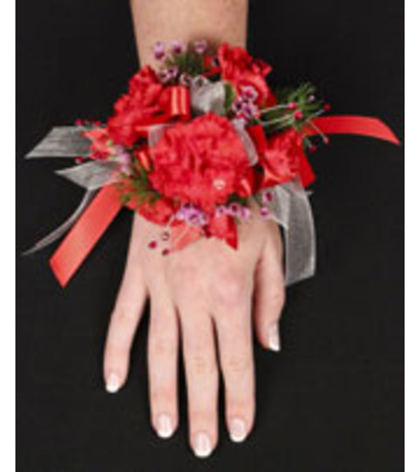 Crimson Carnation Wrist Corsage