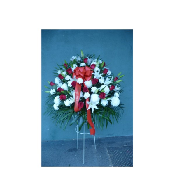 LARGE STANDING BASKET- RED & WHITE